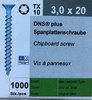 3,0x 20 mm DNS/Plus Schraube,Stahl verz.blau,