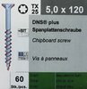 5,0 x 120 mm DNS/Plus Schraube,Stahl verz.blau,Fräsrippe